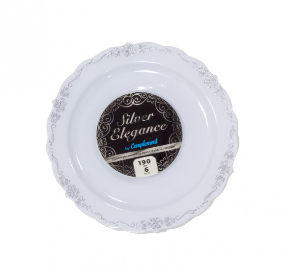 Тарелка Complement пластиковая белая Silver Elegance d=190мм 6шт/упак