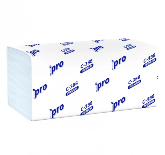 Полотенце бумажное  Vслож 3сл 180л/упак PROtissue Premium белое (C388)