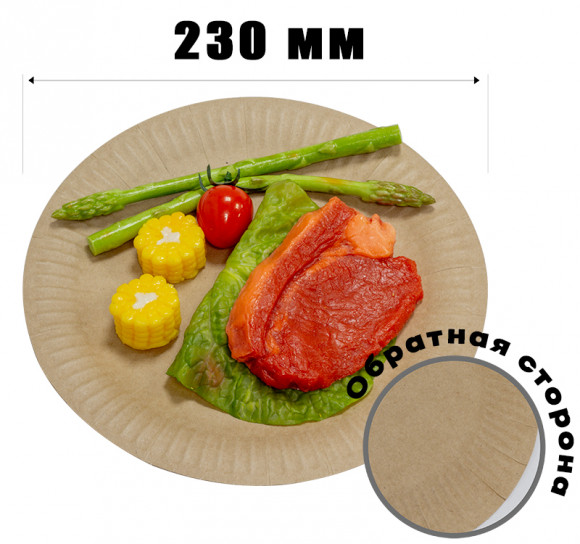 Тарелка бумажная d=230мм Snack Plate, двусторонний крафт ламинированная