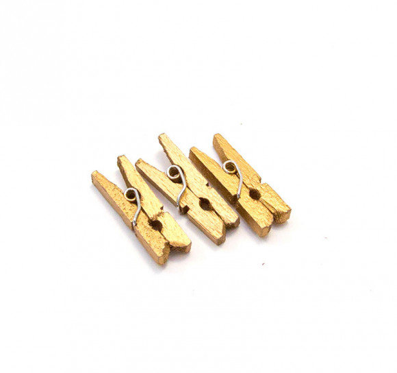 Прищепки деревянные декоративные золотые Complement 2,5см 50шт/упак