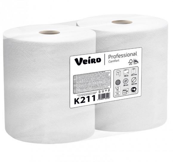 Полотенце бумажное 1сл 150м Veiro Professional Comfort белое (K211)
