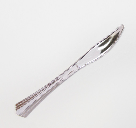 Нож пластиковый 18 см серебряный Complement Shine, 6 шт/уп
