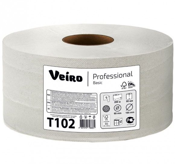 Туалетная бумага 1сл 200м Veiro Professional Basic цвет натуральный (T102)