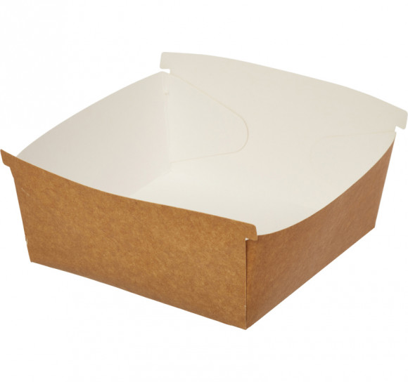 Лоток бумажный для гамбургера Combi Box 120х120х65мм Крафт