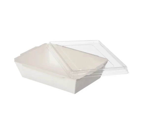 Контейнер бумажный Crystal Box 500мл с купольной крышкой 120х160х70 мм, Белый