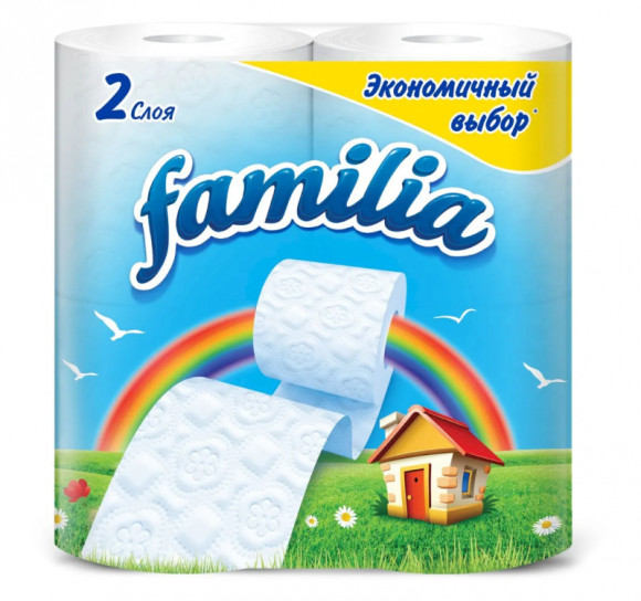 Туалетная бумага 2сл   4рул/упак Familia Радуга белая (5040086)