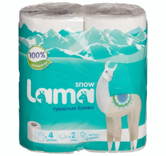 Туалетная бумага 2сл   4рул/упак Snow Lama белая 17,5м