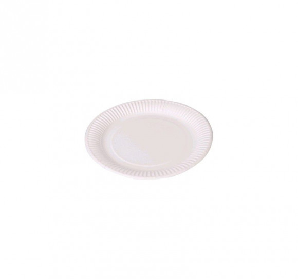 Тарелка бумажная d=180мм Snack Plate, белая ламинированная