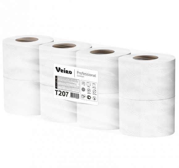 Туалетная бумага 2сл   8рул/уп Veiro Professional Comfort белая 25м (T207)