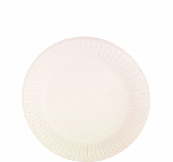 Тарелка бумажная d=180мм Snack Plate, белая с биоламинацией