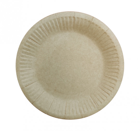 Тарелка бумажная d=180мм Snack Plate, крафт/белая ламинированная