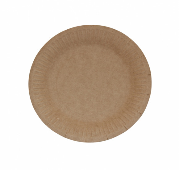 Тарелка бумажная d=180мм Snack Plate, крафт двухсторонний