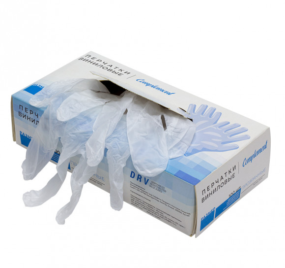 Перчатки виниловые неопудренные Complement 100шт/упак XL