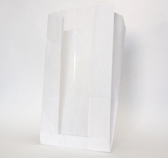 Пакет бумажный с окном 200(100)х60х300 мм белый, ОДП 40г