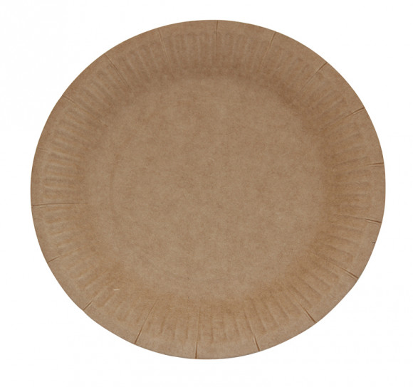 Тарелка бумажная d=230мм Snack Plate, крафт двухсторонний
