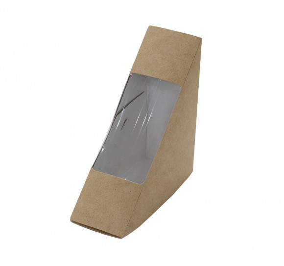 Контейнер бумажный для бутерброда SaaMi 130х130х50мм, Крафт/Белый