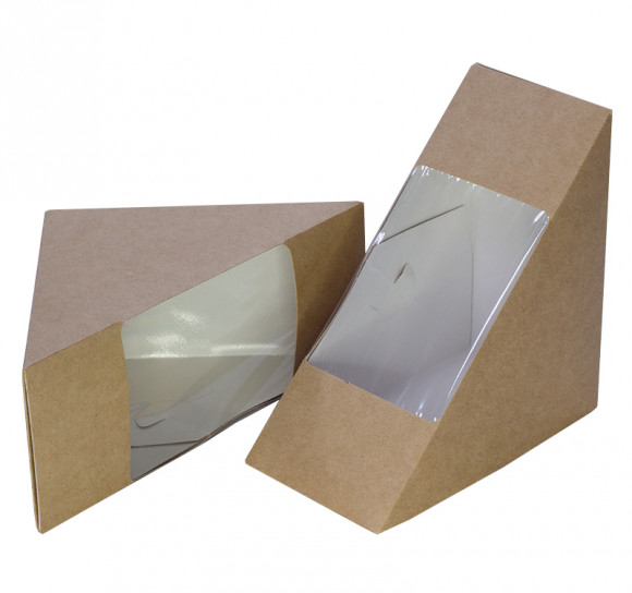 Контейнер бумажный для бутерброда SaaMi 130х130х70мм, Крафт/Белый