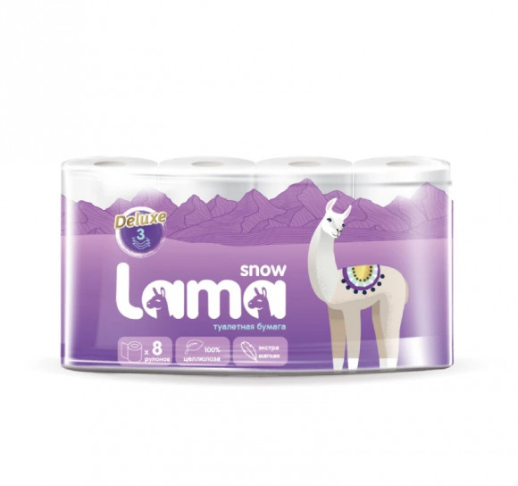Туалетная бумага 3сл  8рул/упак Snow Lama белая 17,5м