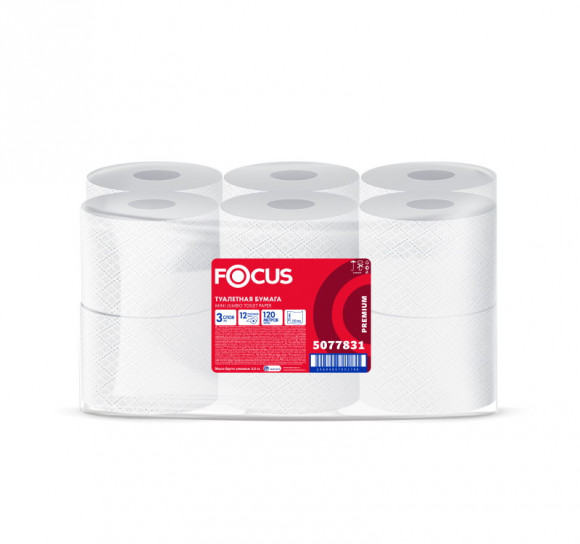 Туалетная бумага 3сл 120м Focus Premium белая (5077831)