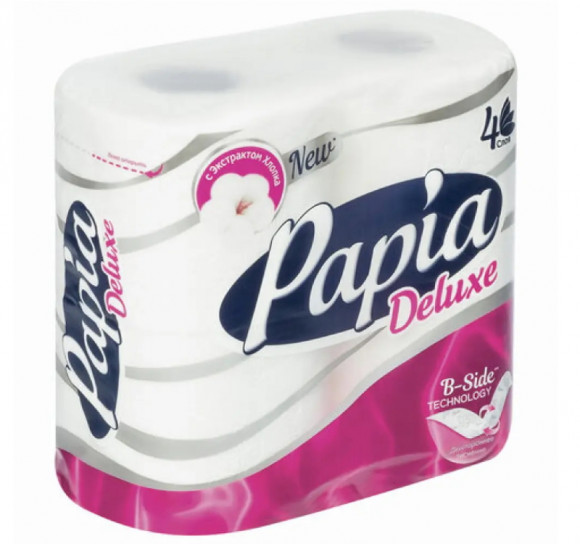 Туалетная бумага 4сл  4рул/упак Papia Deluxe белая (5062185)